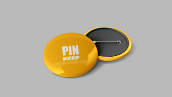 Pin mockup on a yellow background psd