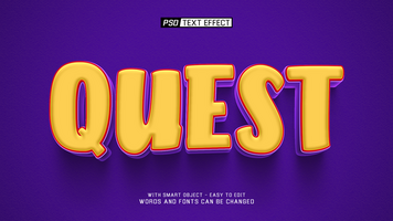 quest 3d text effect psd