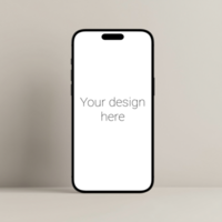 Black front view smartphone mockup on beige background psd