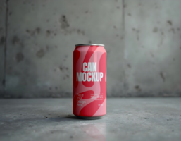 Soda beverage can mockup with grey background psd