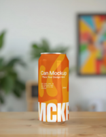 Soda beverage can mockup with blurr background psd