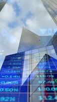 Modern Skyscrapers Enhanced by an Informative Stock Market Data Overlay Visualization video