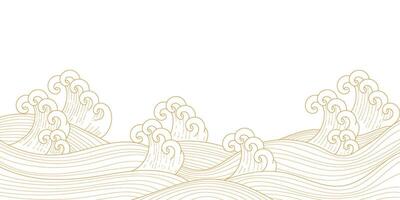 Abstract gold wave lines design in Japanese and Chinese style. Ideal for luxury packaging, wall art, and website banners. vector