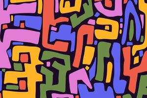 Abstract background with groovy vibes. Geometrical retro colorful design. Abstract shapes isolated on dark background. Simple design. vector