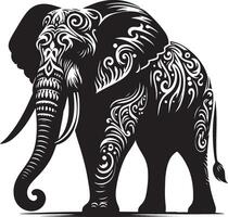 An elephant with ornate patterns on its trunk vector