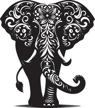An elephant with floral patterns on its head vector