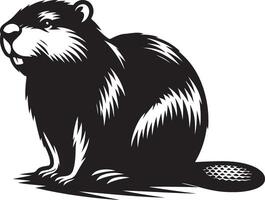 A black and white illustration of a beaver vector