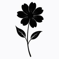 A black and white flower is shown in this illustration vector