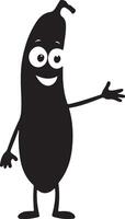 A cartoon black eggplant character with arms outstretched vector