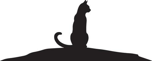 Cat silhouette on top of hill illustration vector