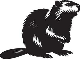 A black and white beaver on a white background vector