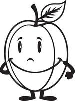 A cartoon peach with a smile on its face vector