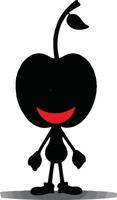 A cartoon black cherry with red lips and eyes vector