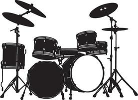 Drum kit silhouette on white background vector