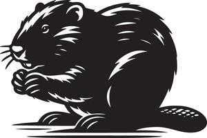 A black and white illustration of a beaver vector
