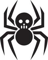 A black and white spider with a skull on its head vector