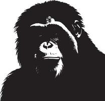 A black and white silhouette of a gorilla vector
