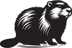 A black and white beaver on a white background vector