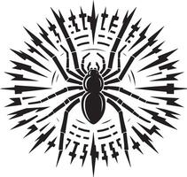 A black and white spider with a star in the center vector