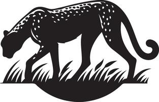 A black and white cheetah silhouette on a white background vector