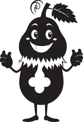 A black and white cartoon character holding a leaf