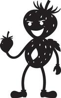 A cartoon strawberry character holding an apple vector