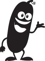 A cartoon black eggplant character waving vector