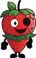 Strawberry cartoon character with eyes and mouth vector