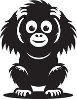 A black and white monkey with big eyes vector