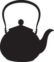 A black and white silhouette of a teapot vector