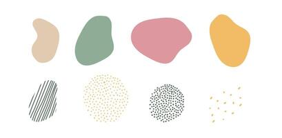 Set of Liquid shapes, abstract organic elements with dots, lines. Different blotch shapes collection. Speech bubbles in different shapes and colors isolated on white background. vector