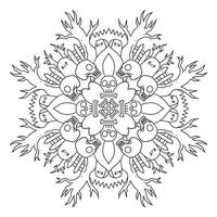 Mandala combined with Halloween coloring book page illustration. Used for kid education and adult relaxation activity vector