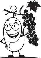 A cartoon grape character holding a bunch of grapes vector