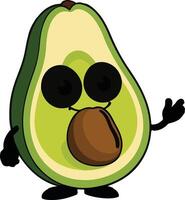 An avocado cartoon character with eyes and a hand vector