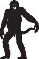 A black and white silhouette of a gorilla vector