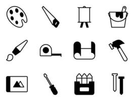 builder tools and paint studio icon set for web vector