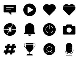 game and social media solid icon set vector