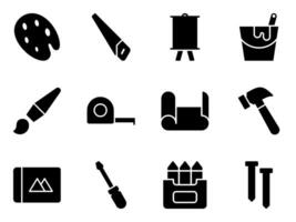 builder tools and paint studio glyph icons vector