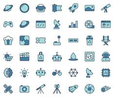 Space Exploration, Movie and Technology colored icon vector