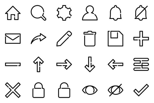 User Interface simple Icon Set with Outline Style