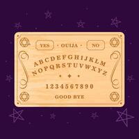 Ouija board with mystical symbols on dark background, vector
