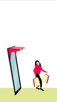 Happy Shopper with Bags Exiting Virtual Store on Mobile in 2D Animation video