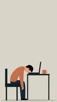Exhausted Worker Falling Asleep at Desk in 2D Animation video