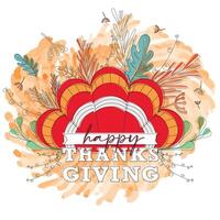 Isolated turkey feathers with autumn leaves Happy thanksgiving poster vector