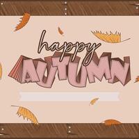 Happy autumn background with wooden texture and leaves vector