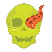 Skull with tentacle coming out of eye socket, vector