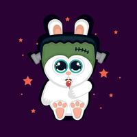 Isolated cute rabbit cartoon character with a zombie costume vector