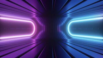 Moving platforms with glowing neon shapes. Seamless loop. video