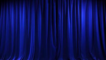 The rich blue velvet curtains create an inviting backdrop for an upcoming performance, casting a sense of anticipation and excitement in the theater environment. video