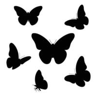 Explore this collection of butterfly silhouettes in flight, showcasing various poses and styles. This set features butterfly icons perfect for tattoos and artistic designs, vector